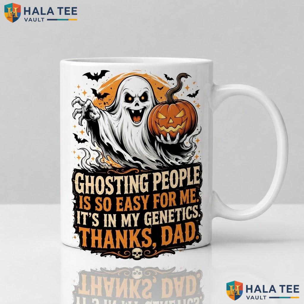 Ghosting People Is Easy Halloween Cup Funny Sarcastic Ceramic Coffee Mug