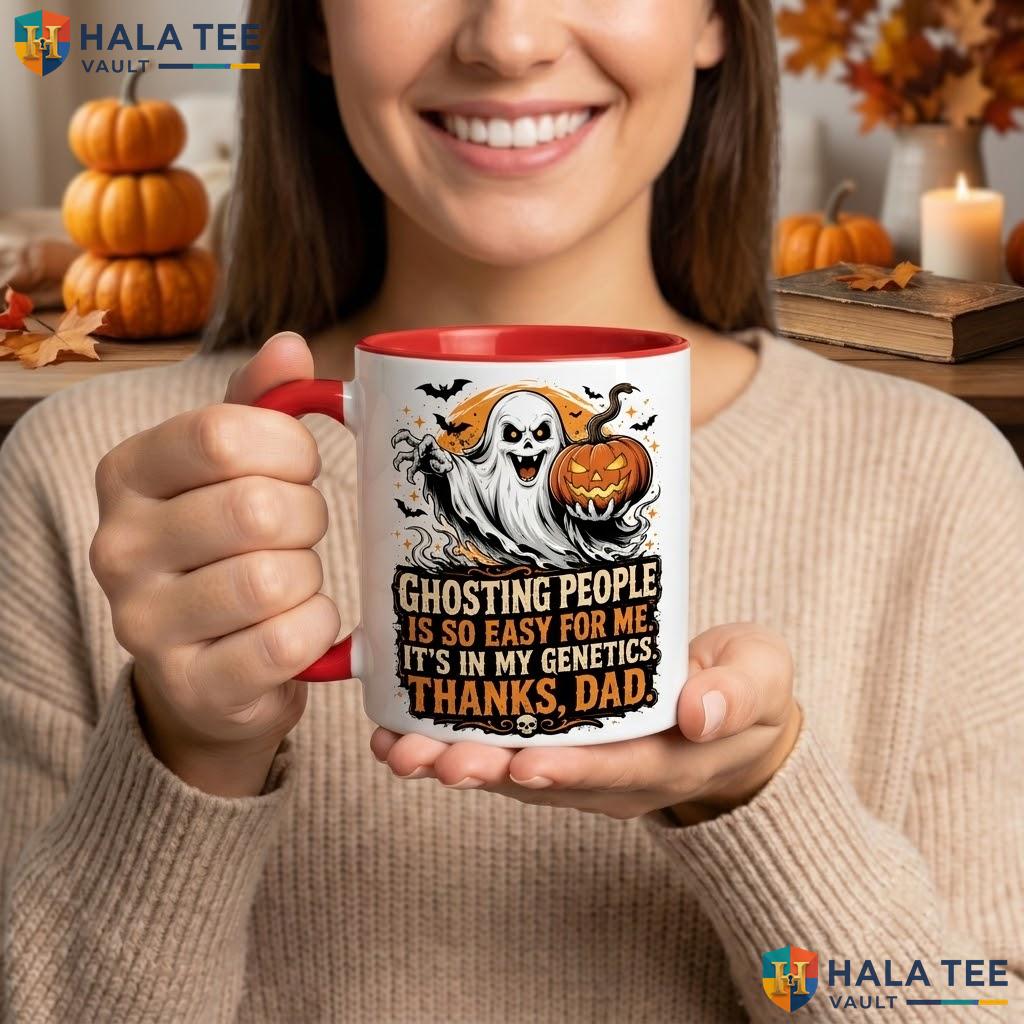 Ghosting People Is Easy Halloween Camping Mug Funny Sarcastic Ceramic Coffee Mug