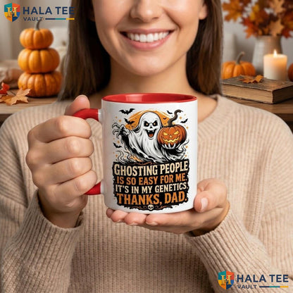 Ghosting People Is Easy Halloween Camping Mug Funny Sarcastic Ceramic Coffee Mug