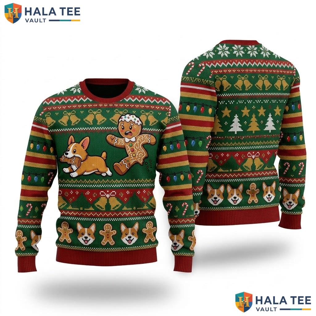 Gingerbread Corgi Dog Christmas Sweater Funny Pet Mom Holiday Top