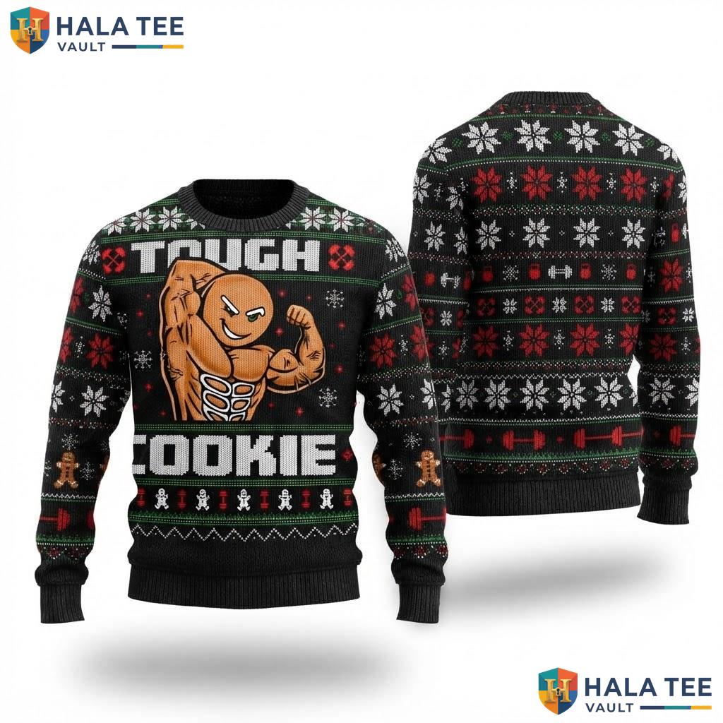 Gingerbread Gym Workout Christmas Sweater Funny Ugly Holiday Mens