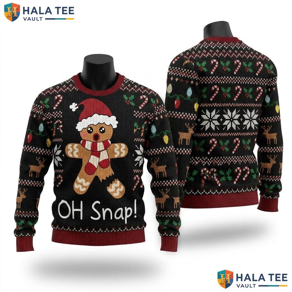 Gingerbread Oh Snap Christmas Sweater Funny Cute Holiday Party Top