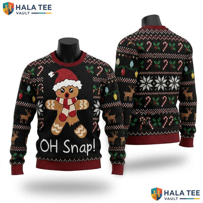 Gingerbread Oh Snap Christmas Sweater Funny Cute Holiday Party Top
