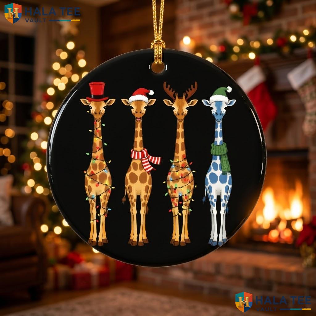 Giraffe Graphic Lights Christmas Ornament Wildlife Animal Holiday Gift