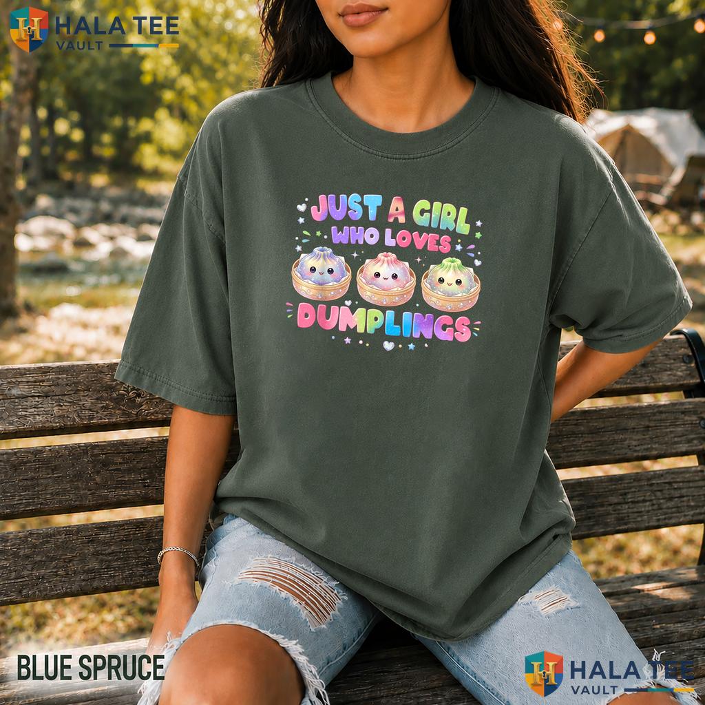 Girl Who Loves Dumplings Garment-Dyed T-Shirt Funny Squish Squad Apparel