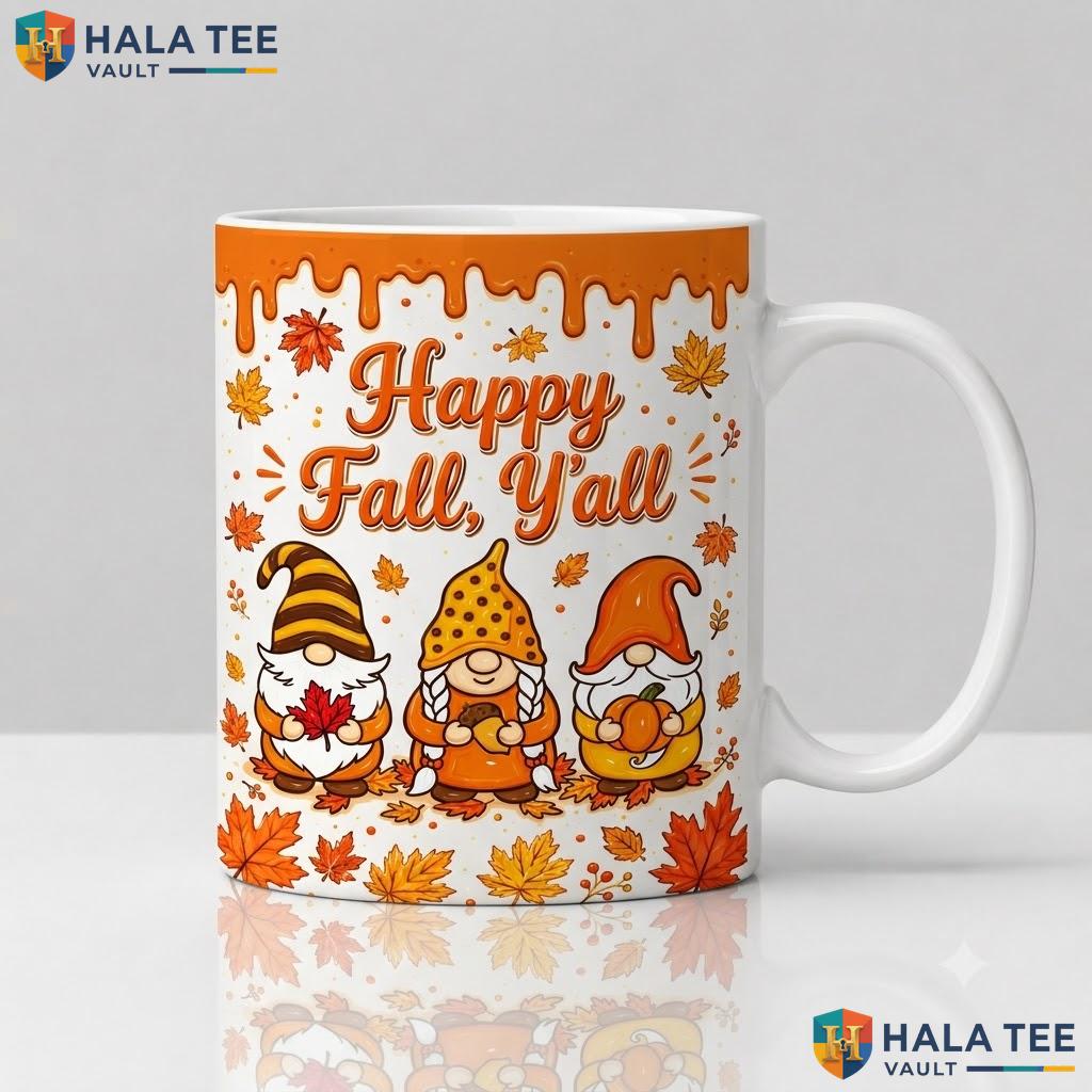 Gnome Fall Ghost Custom Ceramic Mug Personalized Autumn Thanksgiving Cup