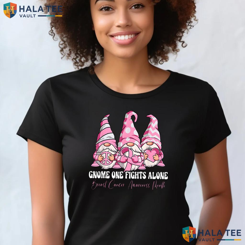 Gnome One Fights Alone Tee Breast Cancer Awareness Month Apparel