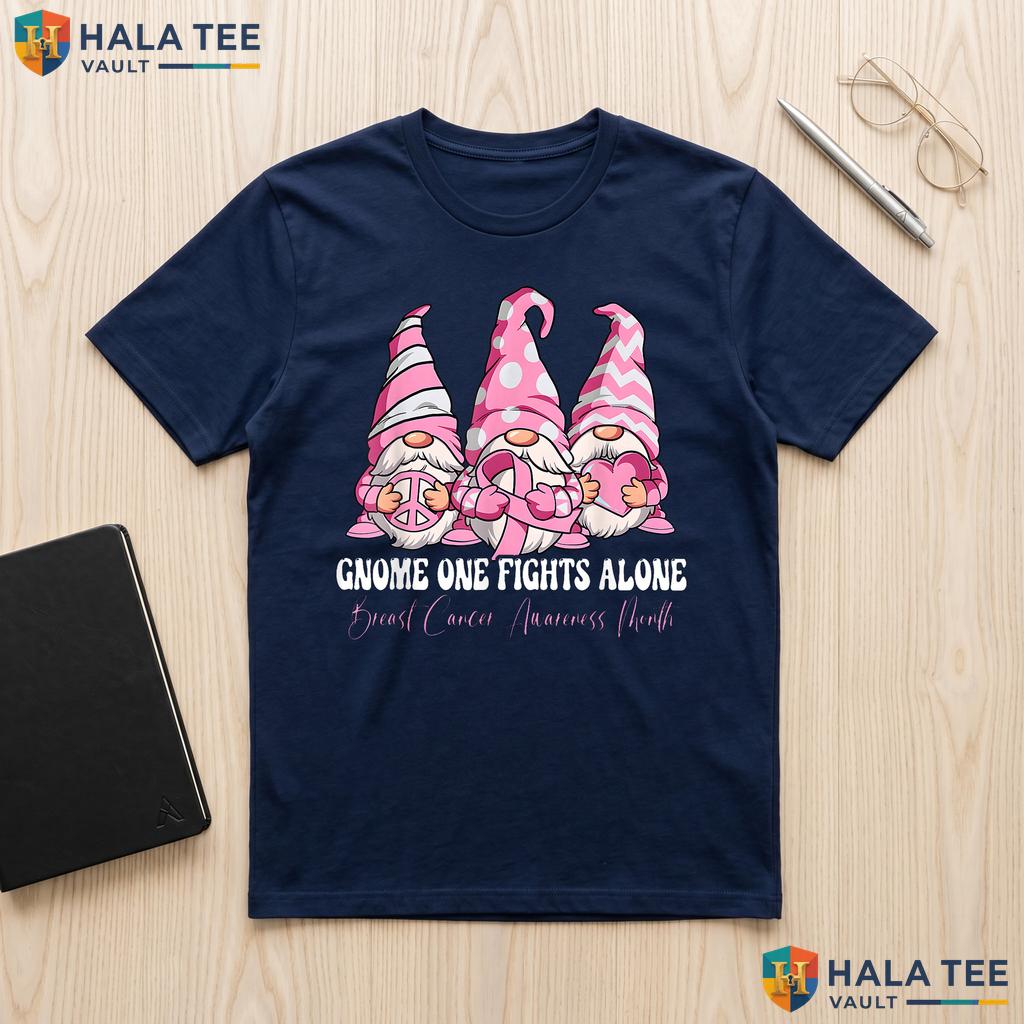 Gnome One Fights Alone Tee Breast Cancer Awareness Month Apparel Adult