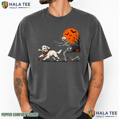 Golden Retriever Stealing Bone Comfort Colors T-Shirt Skeleton Graphic