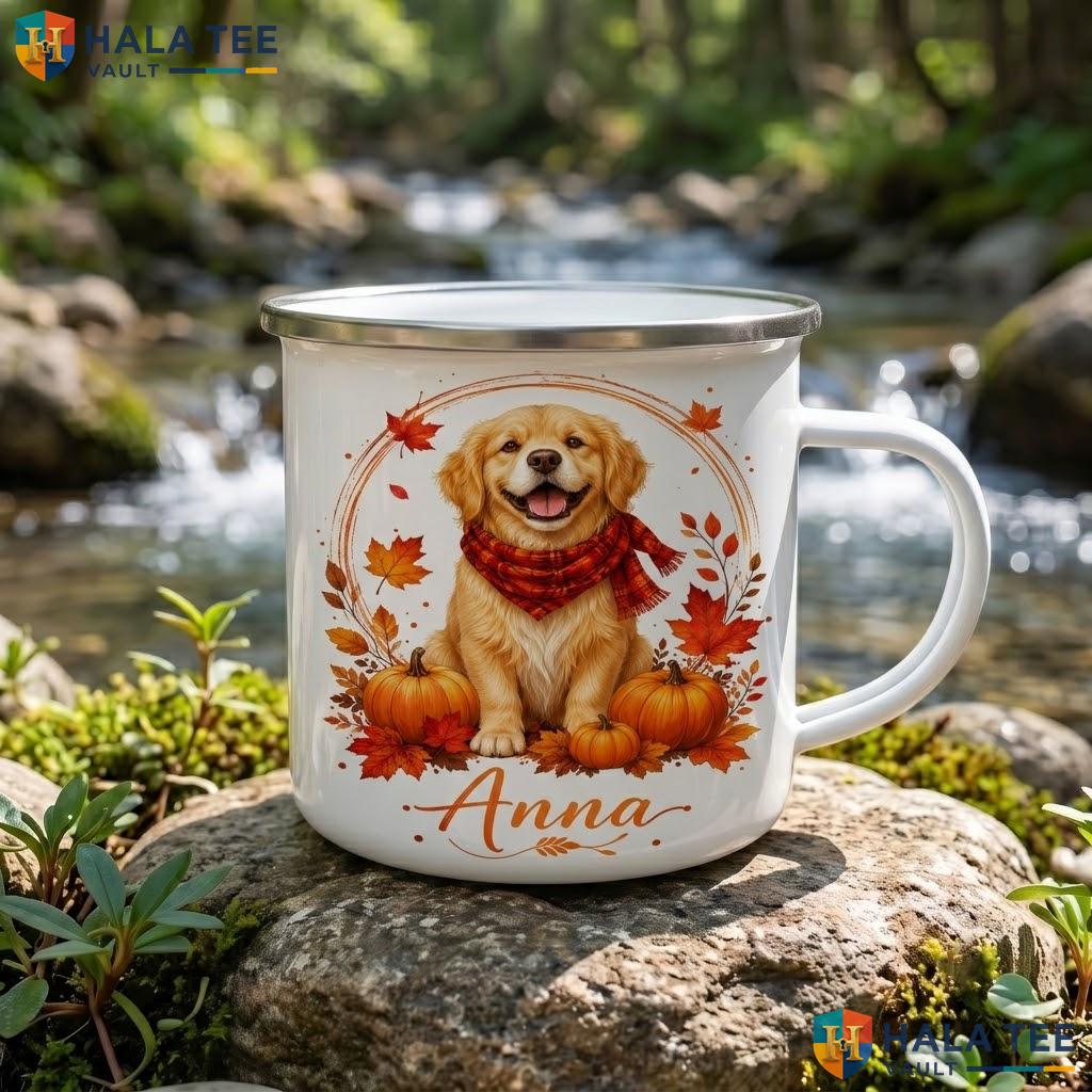 Golden Retriever Thanksgiving Mug Personalized Autumn Ceramic Coffee Accent Mug
