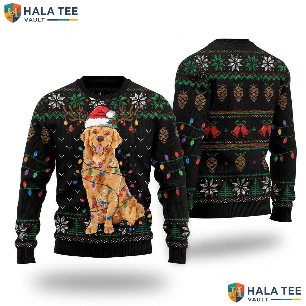 Golden Retriever Ugly Christmas Sweater Funny Dog Lover Holiday Top