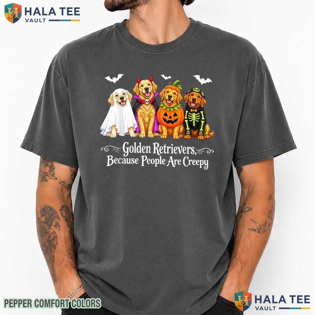 Golden Retrievers People Creepy Comfort Colors T-Shirt Dog Halloween