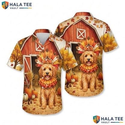 Goldendoodle Costume Thanksgiving Hawaiian Shirt Dog Turkey Fall Mens