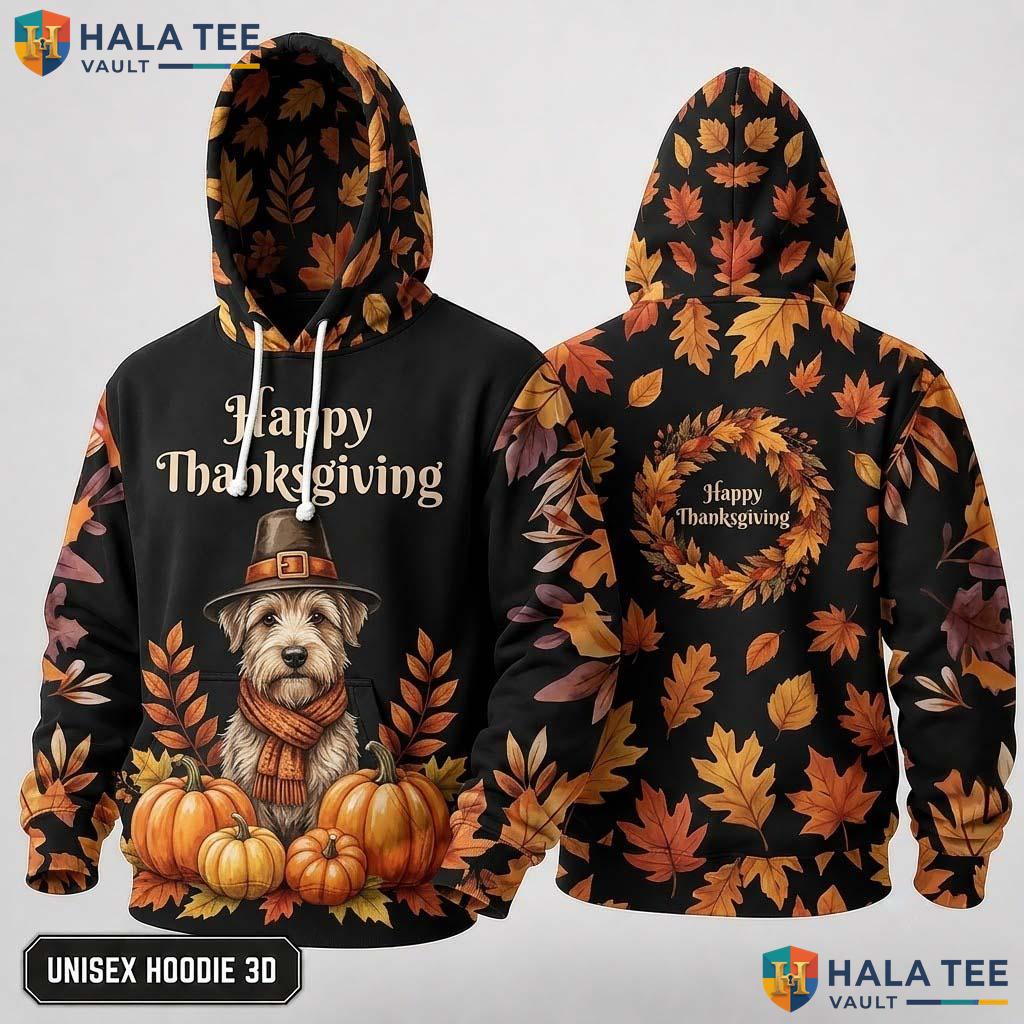 Goldendoodle Pumpkins Leaves Thanksgiving 3D Hoodie Happy Fall Top