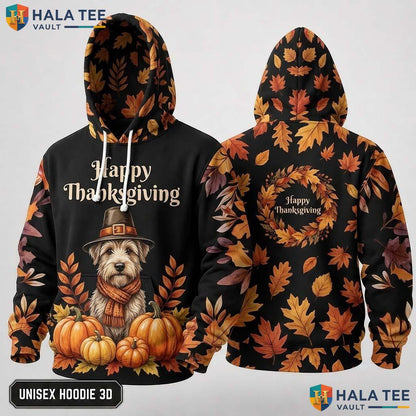 Goldendoodle Pumpkins Leaves Thanksgiving 3D Hoodie Happy Fall Top