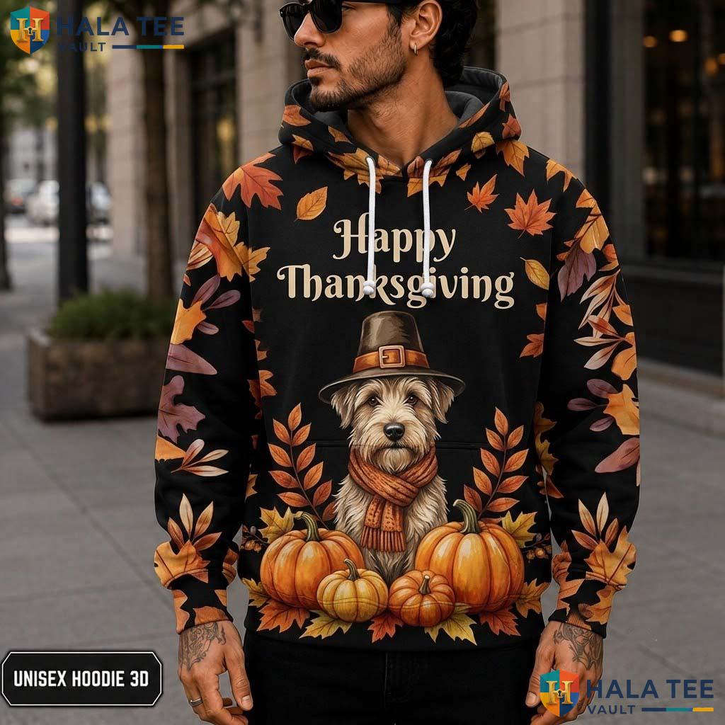 Goldendoodle Pumpkins Leaves Thanksgiving 3D Printed Hoodie Happy Fall Top