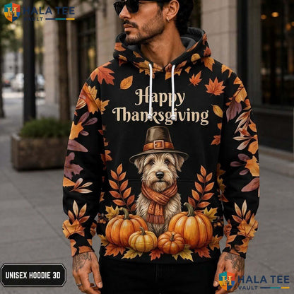 Goldendoodle Pumpkins Leaves Thanksgiving 3D Printed Hoodie Happy Fall Top