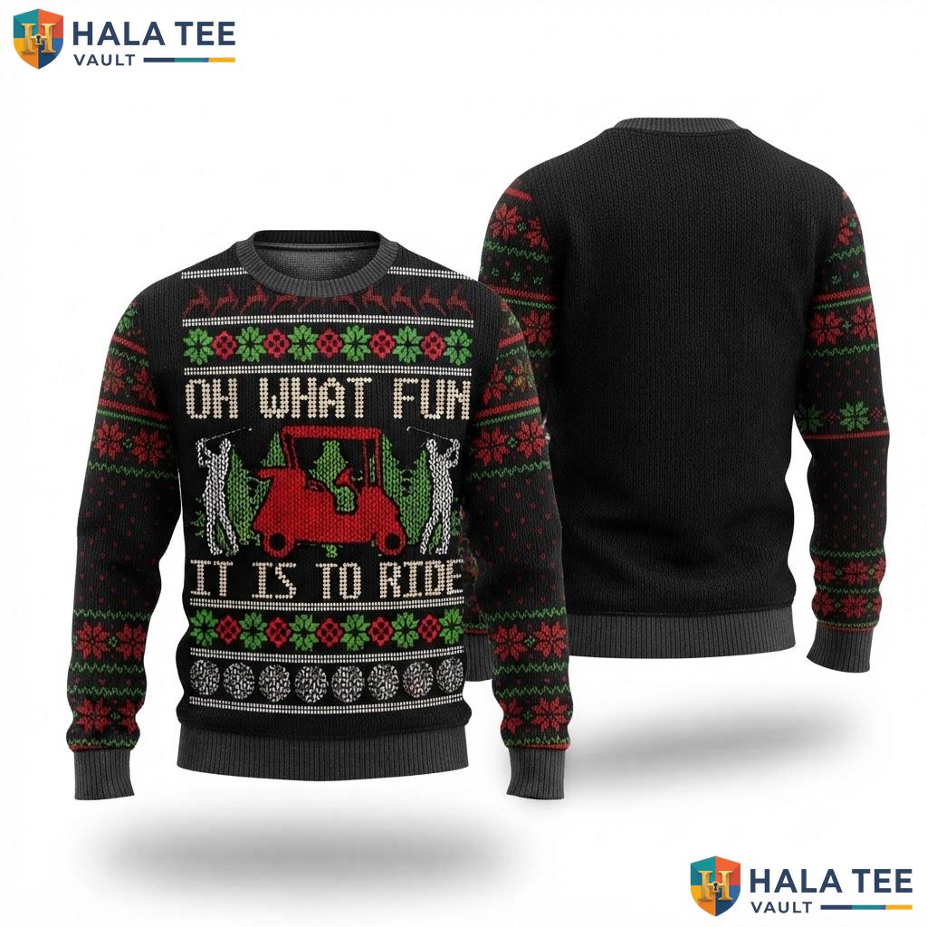 Golf Cart Golfer Ugly Christmas Sweater Funny Mens Holiday Apparel