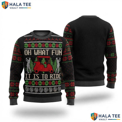 Golf Cart Golfer Ugly Christmas Sweater Funny Mens Holiday Apparel