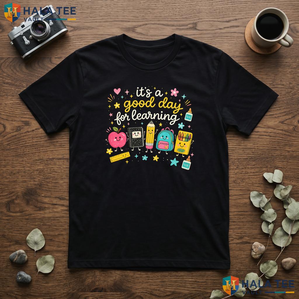 Good Day For Learning Teacher Shirt Classroom Apple Pencil Graphic Apparel