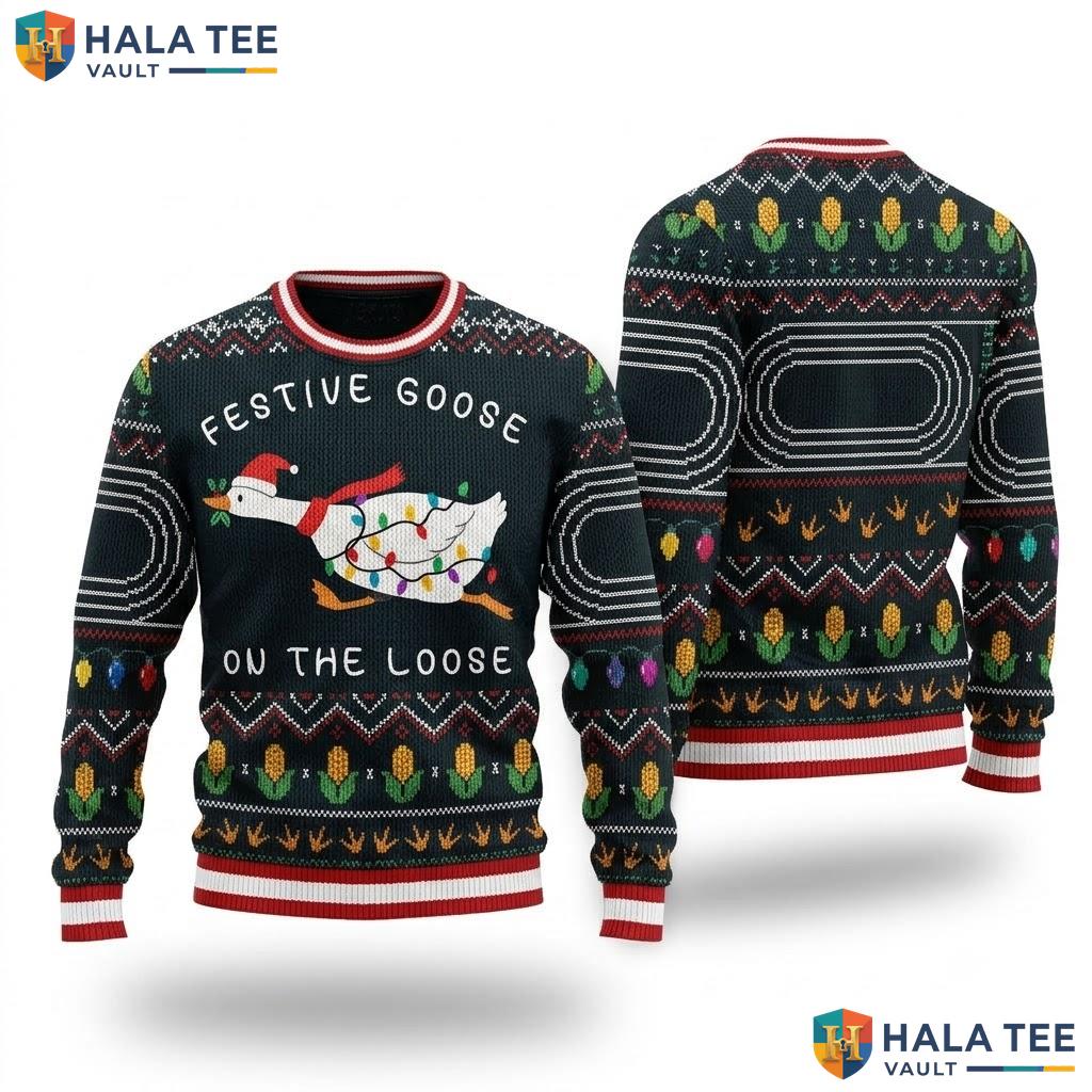 Goose Loose Festive Christmas Sweater Funny Mens Womens Holiday Outfit