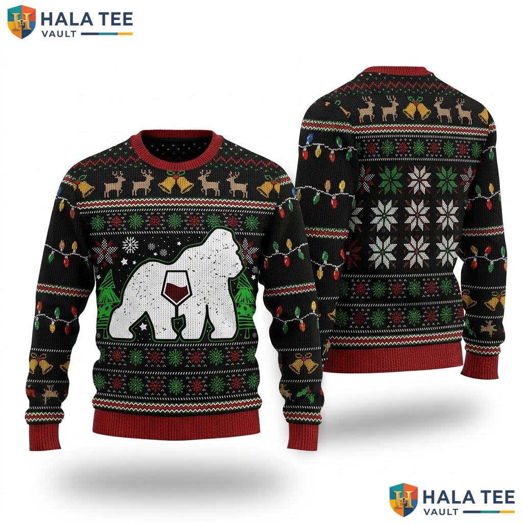 Gorilla Primate Funny Ugly Christmas Sweater Animal Lover Holiday