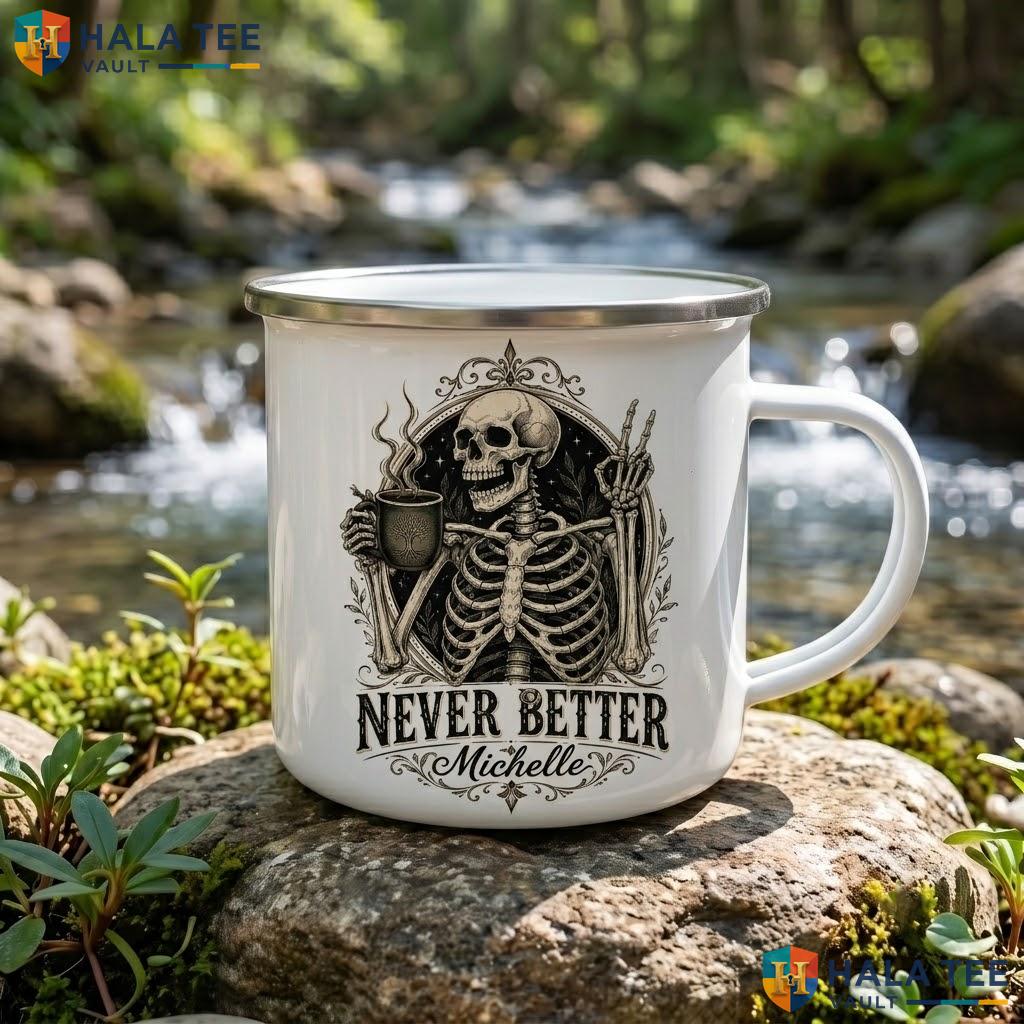 Gothic Book Skull Halloween Accent Mug Custom Name Spooky Ceramic Coffee Mug