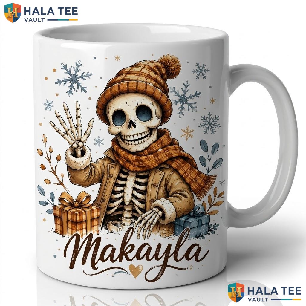 Gothic Macabre Skeleton Halloween Cup Personalized Skull Ceramic Coffee Mug