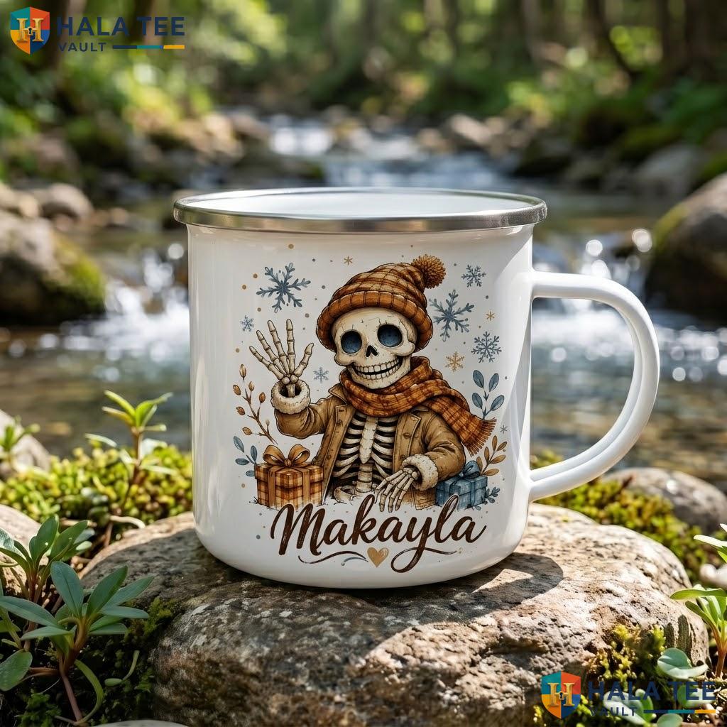 Gothic Macabre Skeleton Halloween Accent Mug Personalized Skull Ceramic Coffee Mug