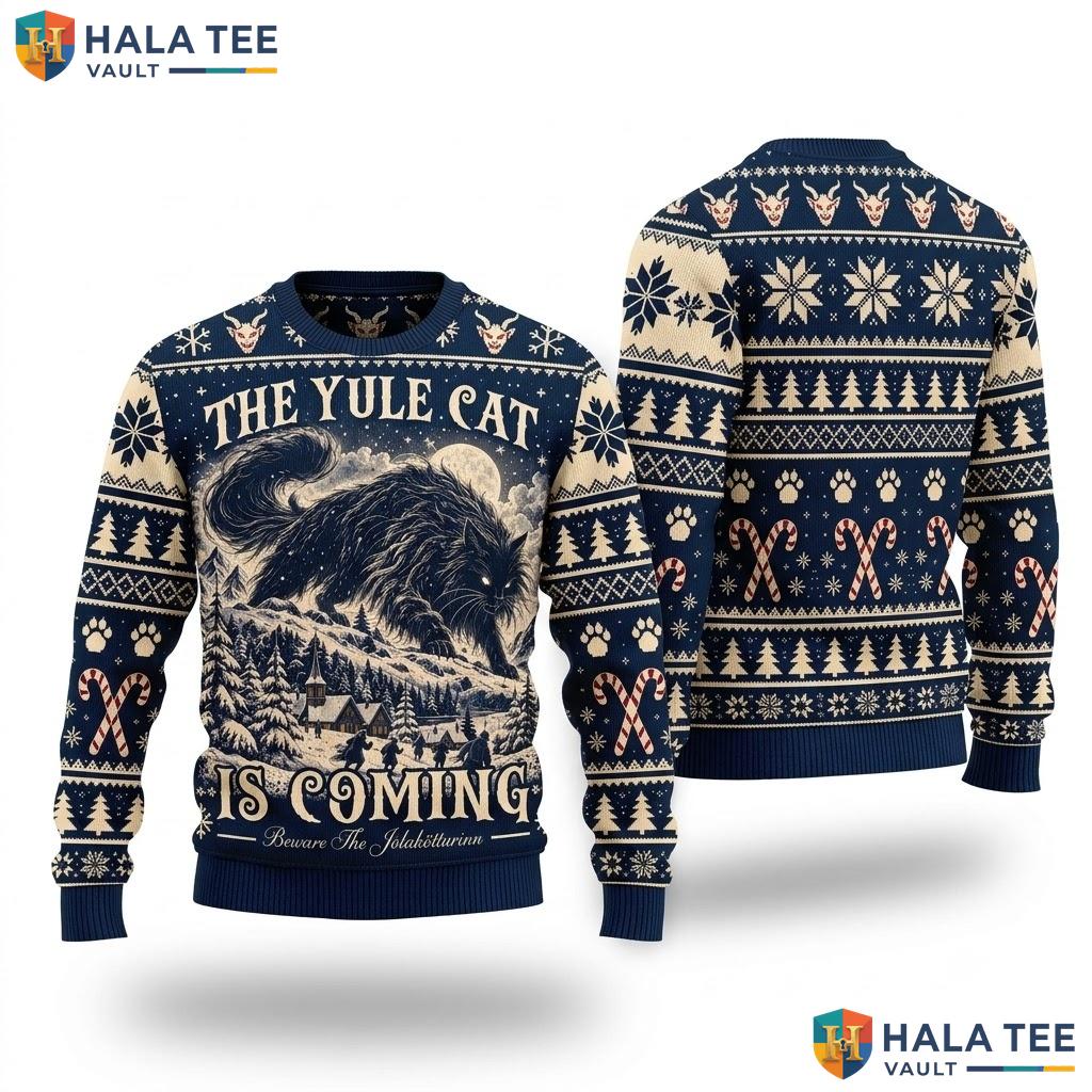 Gothic Yule Cat Folklore Ugly Sweater Festive Christmas Graphic Outfit