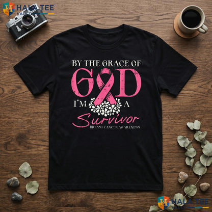 Grace Of God Survivor Tee Breast Cancer Awareness Womens Apparel Top Adult