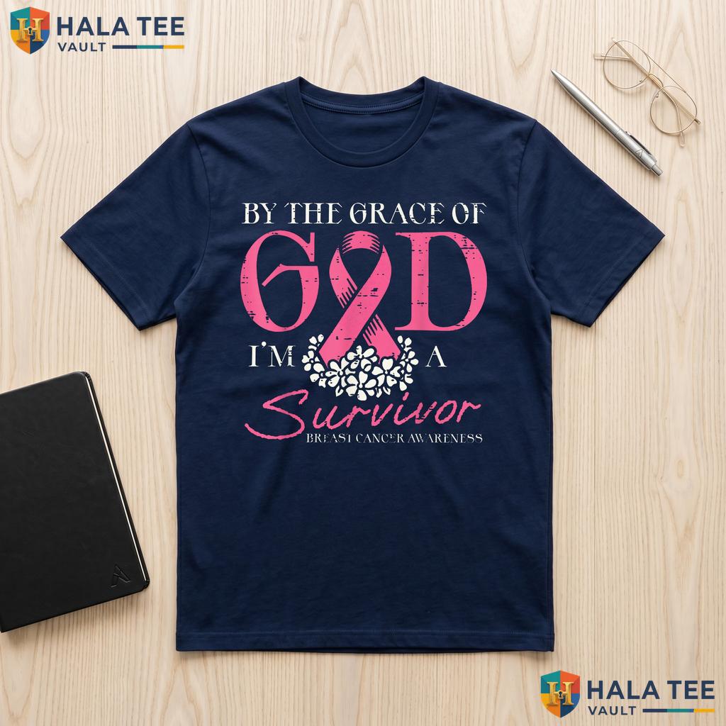 Grace Of God Survivor Tee Breast Cancer Awareness Womens Apparel Top Adult