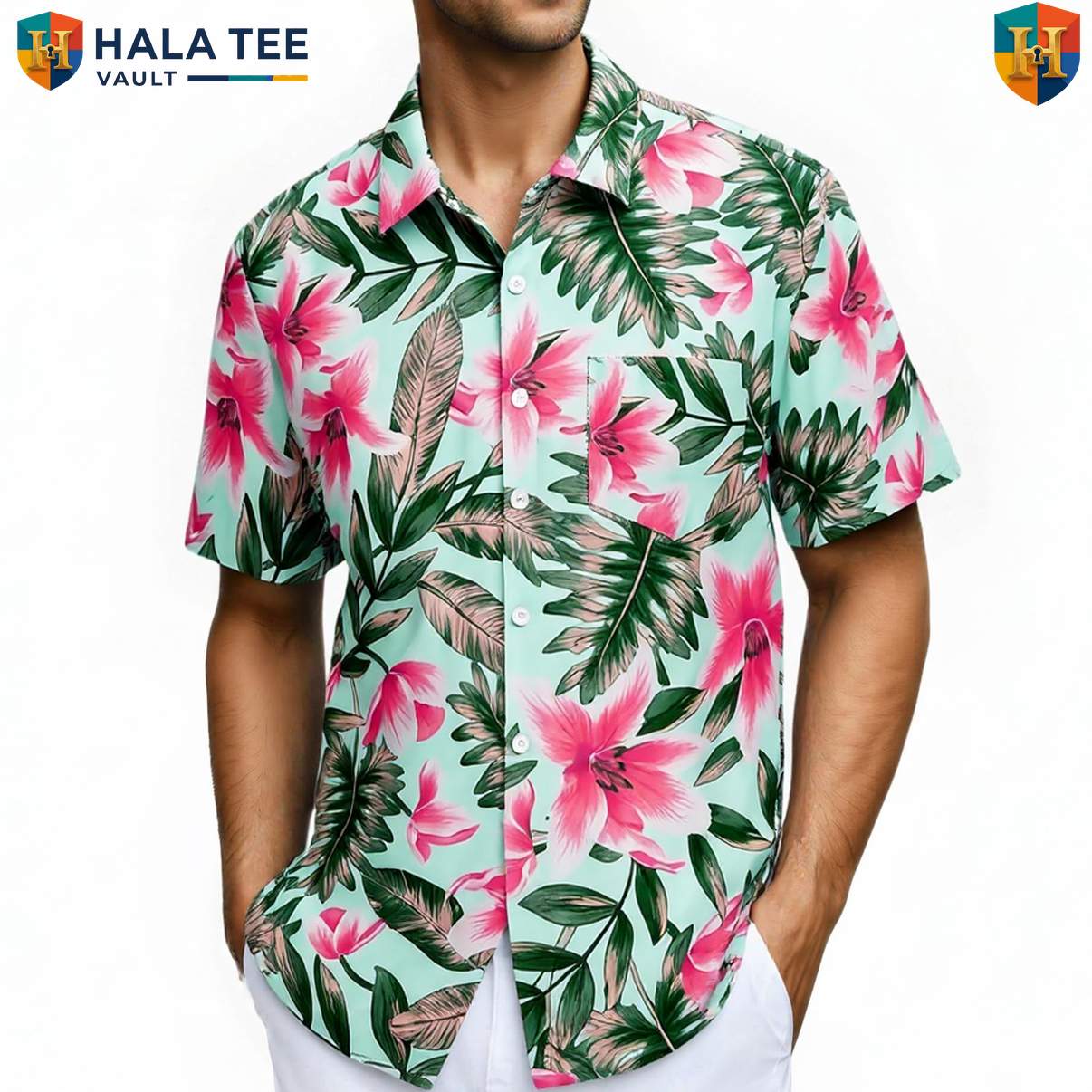 Graphic Floral Palm Aloha Shirt Mens Lightweight Holiday Beachwear Clothing