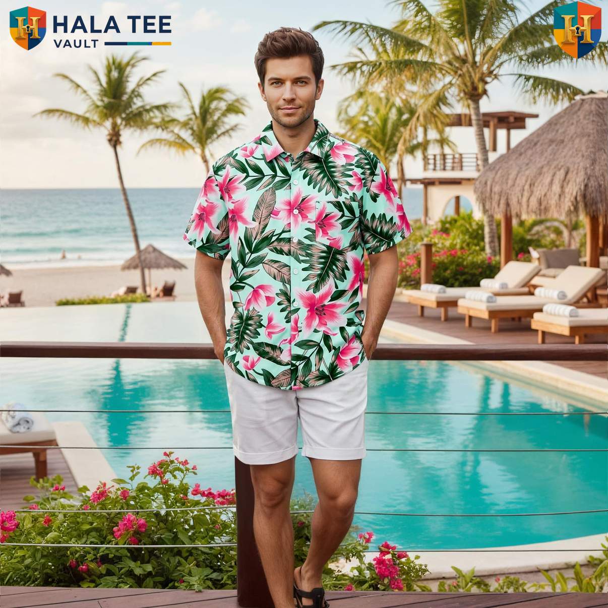 Graphic Floral Palm Aloha T-Shirt Mens Lightweight Holiday Beachwear Clothing