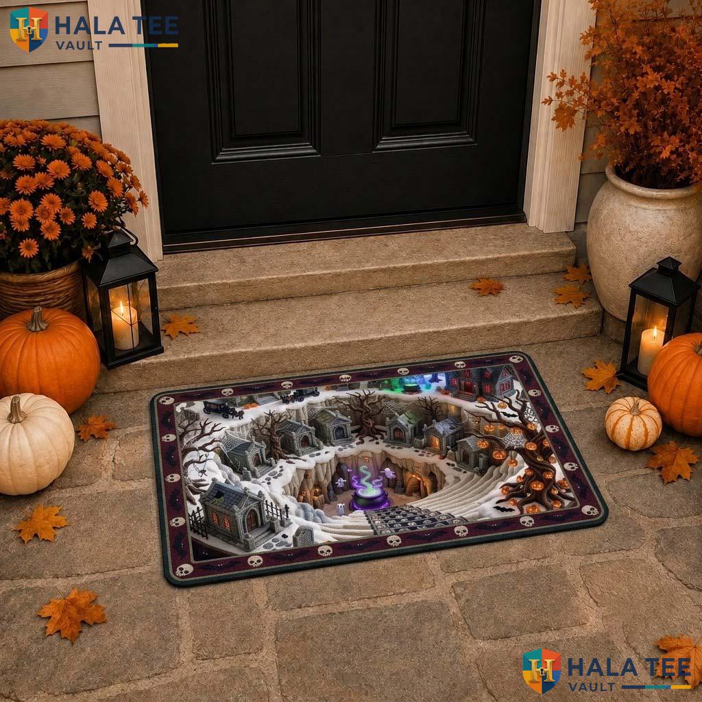 Graveyard Vortex 3D Halloween Doormat Haunted Village Illusion Decor