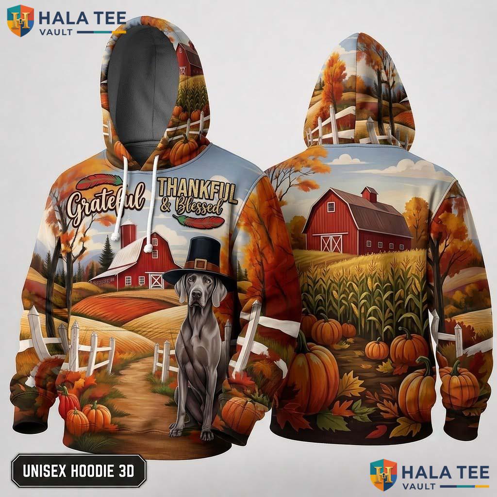Great Dane Blessed Thanksgiving 3D Hoodie Grateful Thankful Fall Top