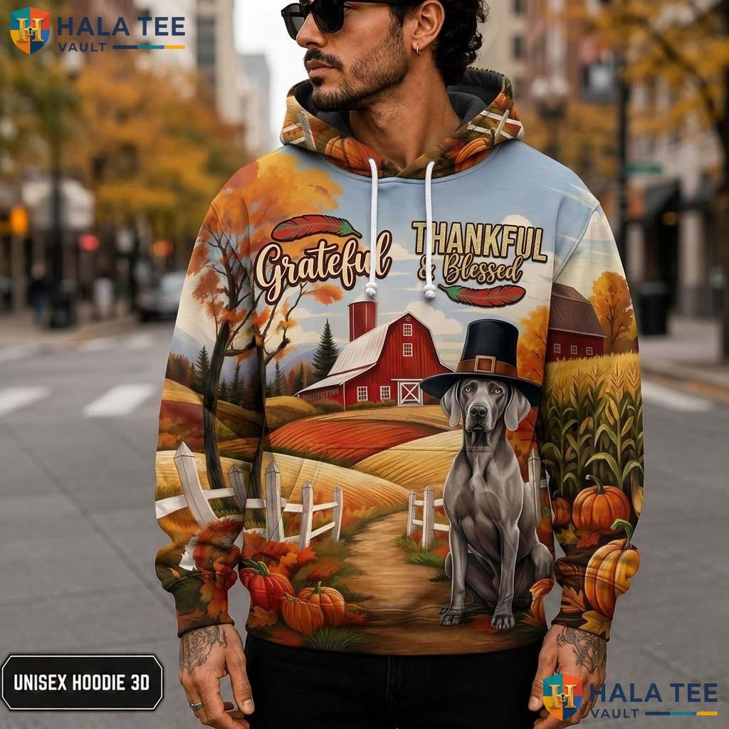 Great Dane Blessed Thanksgiving 3D Printed Hoodie Grateful Thankful Fall Top
