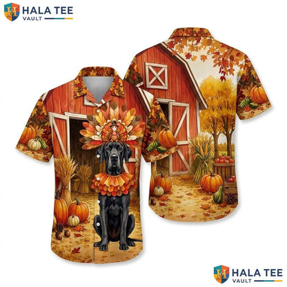 Great Dane Turkey Thanksgiving Hawaiian Shirt Dog Costume Fall Mens