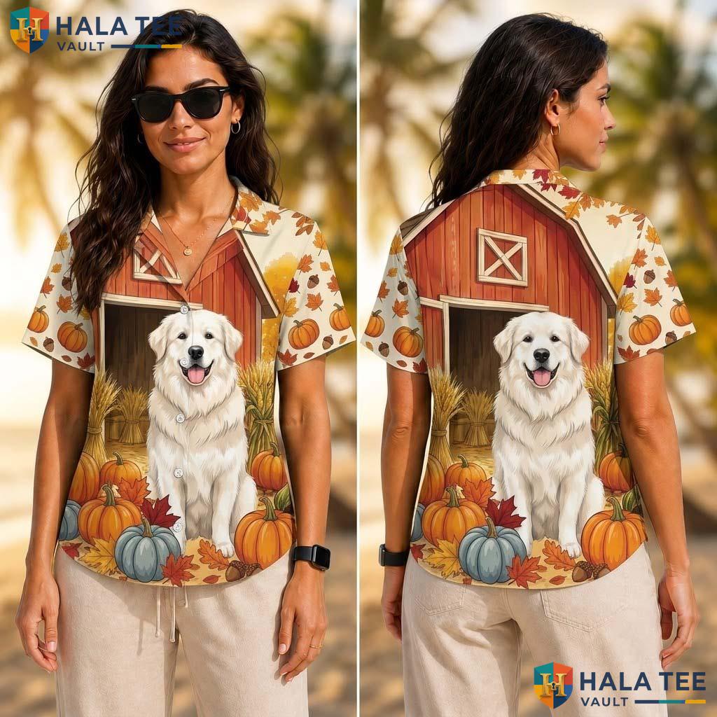 Great Pyrenees Thanksgiving Tropical Shirt Turkey Costume Fall Mens
