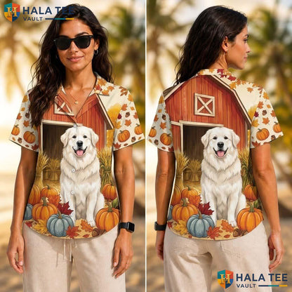 Great Pyrenees Thanksgiving Tropical Shirt Turkey Costume Fall Mens
