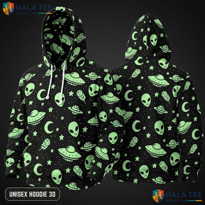Green Alien Ufo 3D Hoodie Funny Vibrant Graphic Casual Trendy Apparel