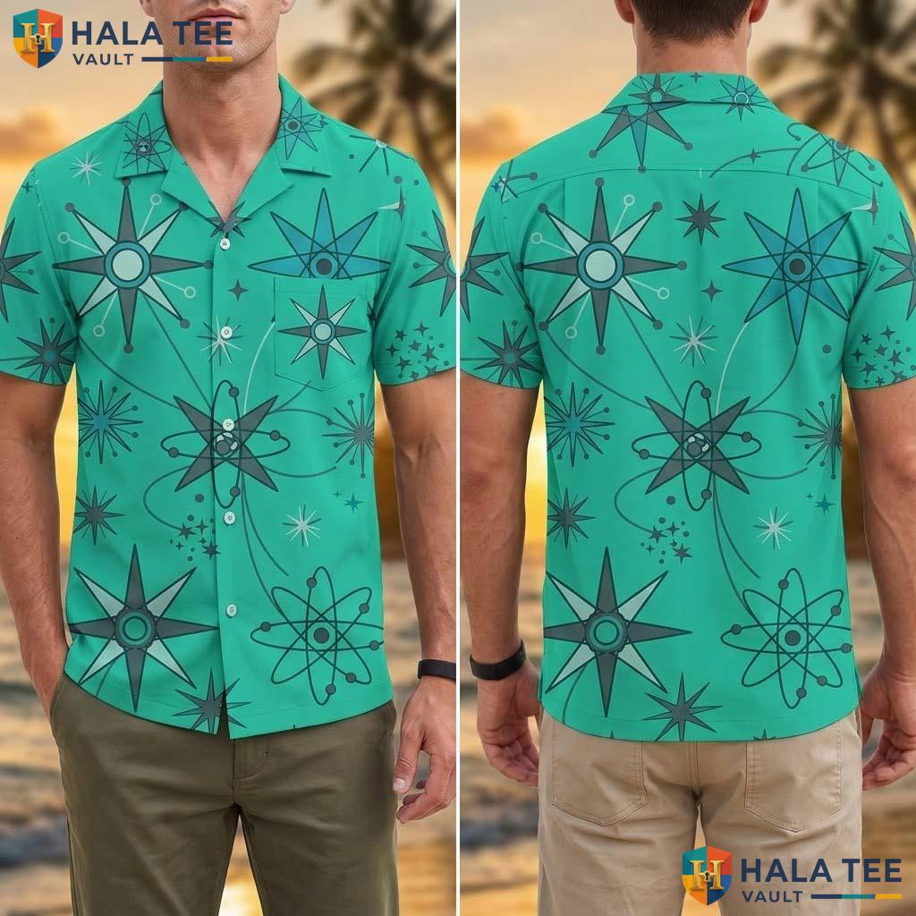 Green Casual Pattern Tropical Shirt Mens Short Sleeve Beach Vacation Top