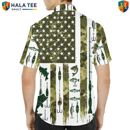 Green Flag Fishing Aloha Tee Shirt Mens Patriotic Fourth Of July Weekend Outfit