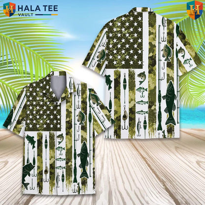 Green Flag Fishing Aloha T-Shirt Mens Patriotic Fourth Of July Weekend Outfit