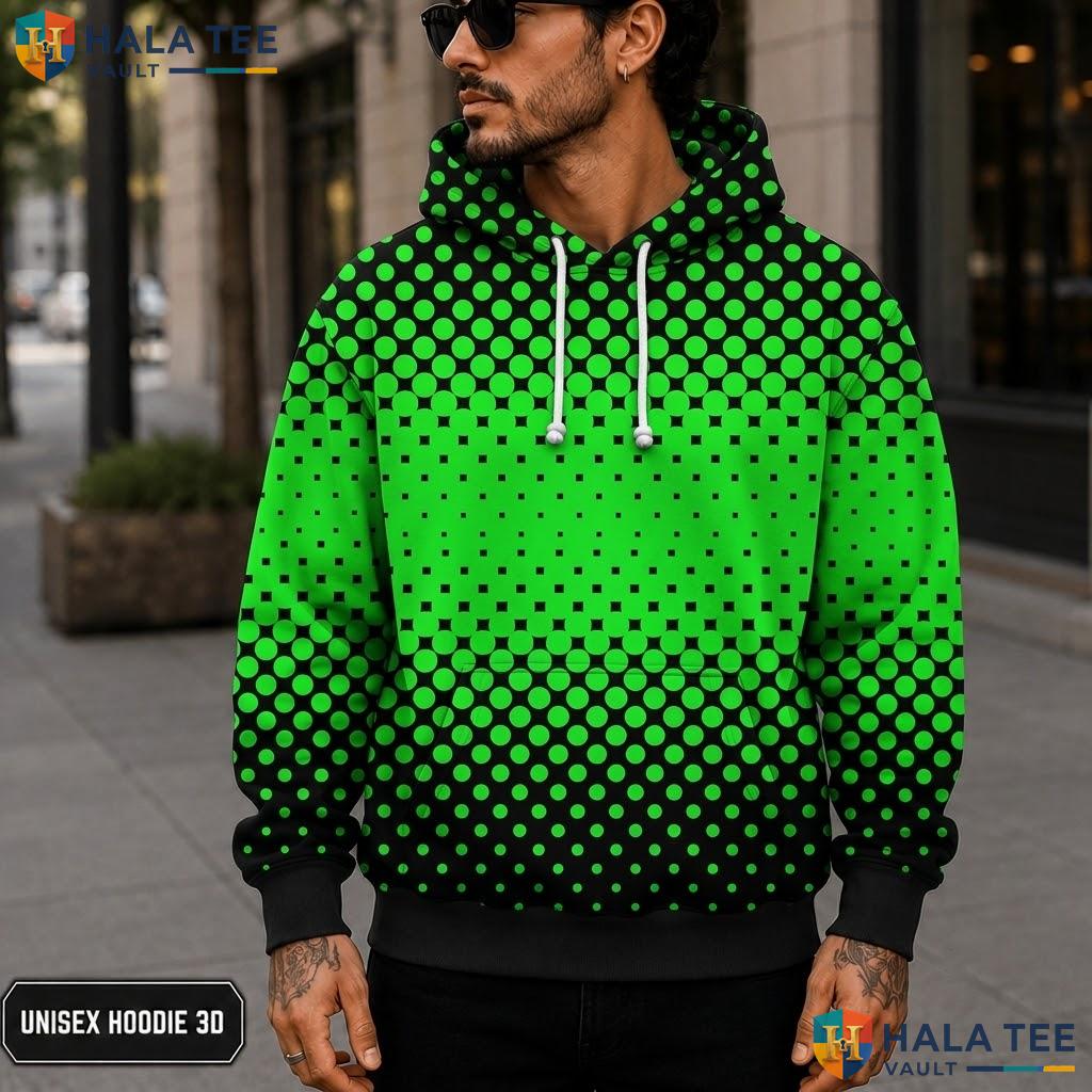 Green Gradient Polka Dot Hoodie Warm Thick 3D Sweatshirt Boys Girls