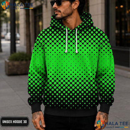 Green Gradient Polka Dot Hoodie Warm Thick 3D Sweatshirt Boys Girls