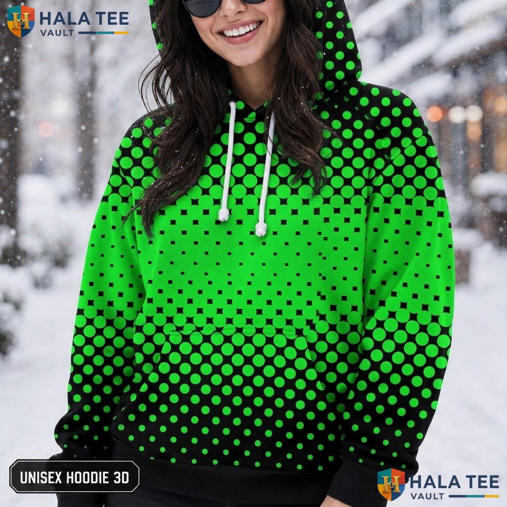 Green Gradient Polka Dot Hoodie Warm Thick 3D Sweatshirt Boys Girls 3D Printed Hoodie