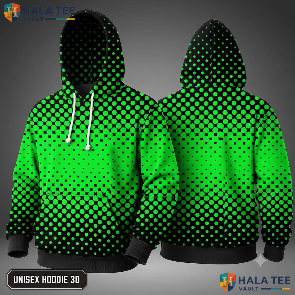 Green Gradient Polka Dot Hoodie Warm Thick 3D Sweatshirt Boys Girls AOP Hoodie
