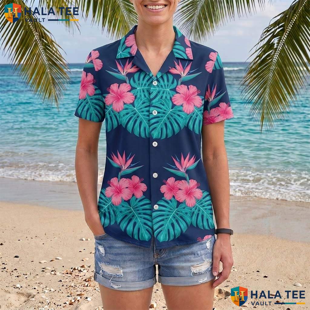 Green Pink Floral Aloha TShirt Mens Tropical Casual Summer Beachwear Top