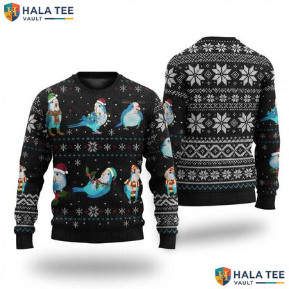 Green Quaker Parrot Ugly Christmas Sweater Funny Birb Owner Holiday